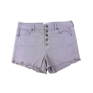 Altar'd State High Waisted Cut Off Denim Shorts Shadow Grey Button Fly Size 30